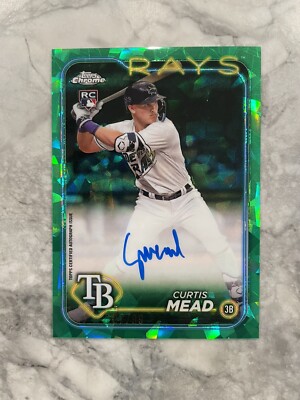 2024 Topps Chrome Sapphire Curtis Mead Rookie Auto Green Sapphire /99! Rays RC