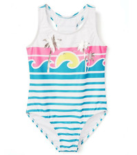 NEW Gymboree Toddler Girl Island Sunset Stripe Swimsuit UPF 50 SIZE 3t