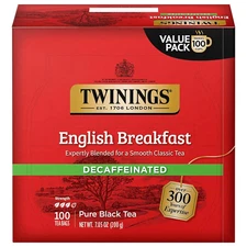 Decaffeinated English Breakfast Black Tea Individually Wrapped Bags, 100 Count (