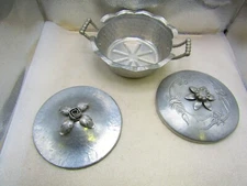 Hammered aluminum lidded dish/compote