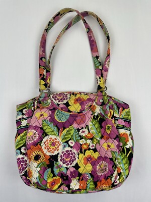 Vera Bradley Hand Bag Colorful Floral Quilted Hipster Vera Tote Flower Cotton