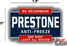 (PRES-STA-1) 7.5" PRESTONE ANTI-FREEZE CAN DECAL STATION GASOLINE GAS PUMP 
