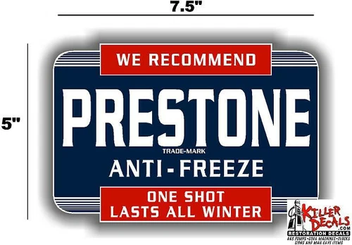 (PRES-STA-1) 7.5" PRESTONE ANTI-FREEZE CAN DECAL STATION GASOLINE GAS PUMP