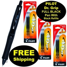 Pilot Dr. Grip FULL BLACK Pen With Black Ink Refills, 1.0mm Medium Point