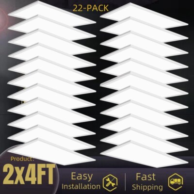 2X4 LED Flat Panel Light 75W Dimmable Drop Ceiling Recessed Troffer Light 22Pack