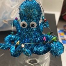 Teal Glitter Octopus Ornament, 3 in, by Holiday Timel Kv