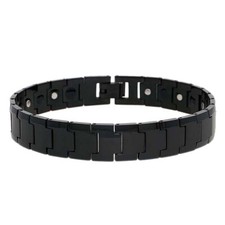 Men Women 12MM Tungsten CarbideBlack Finished Magnetic Bracelet