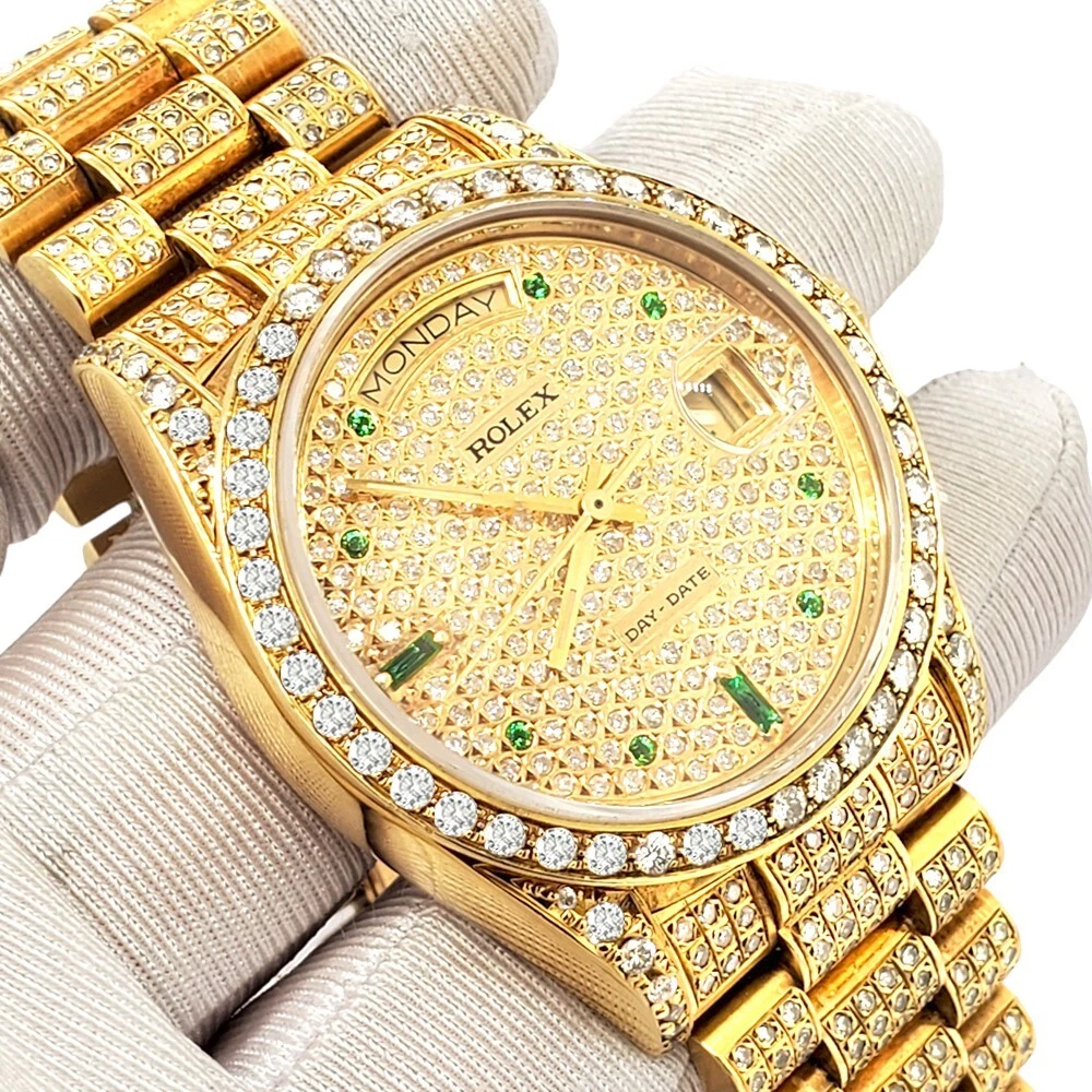 Rolex day date 36mm yellow deals gold diamond bezel