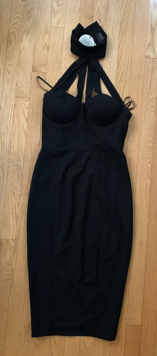 MISHA COLLECTION Women Size M Cut Out Aliza High Neck Body Con