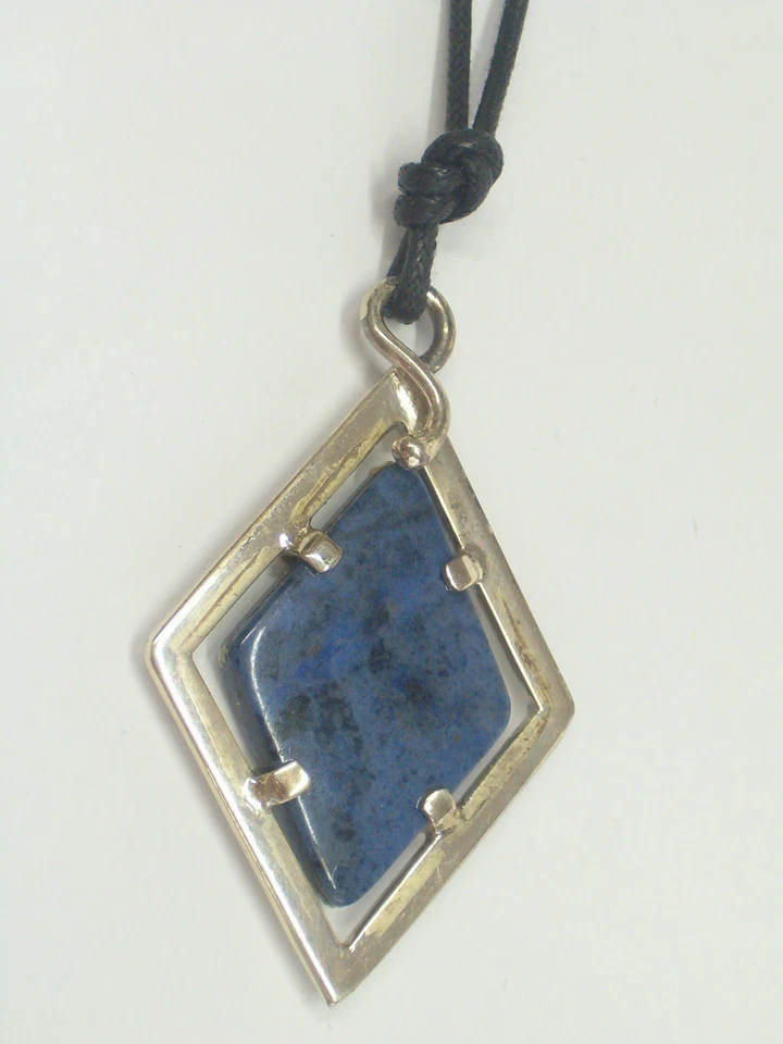 Ciondolo in ARGENTO 925 con SODALITE naturale - pendente girocollo Pietra Dura - Immagine 3 di 4