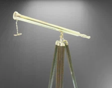 Vintage Brass 39 Inch Telescope With Wooden Tripod Stand Antique Traveler Gift