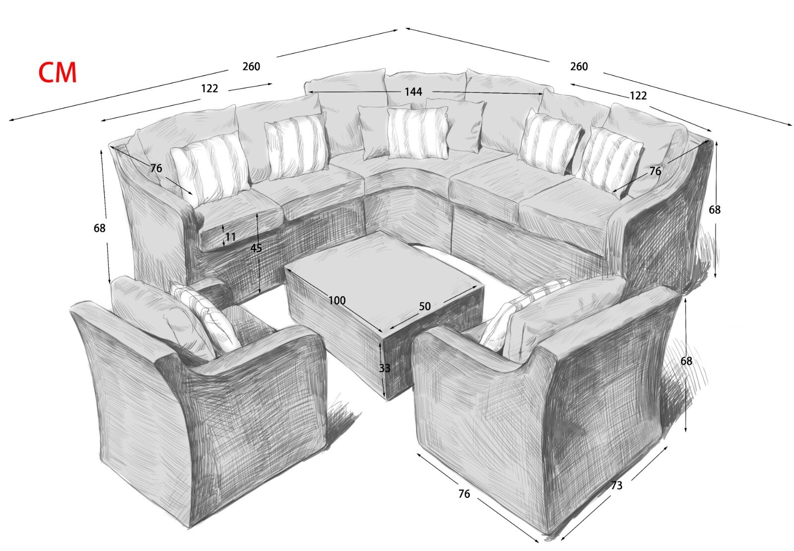Rattan garden furniture Denver Grey Black Weave Complete set with