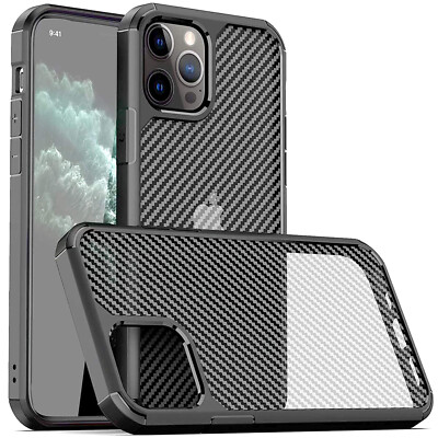 For iPhone 16 15 14 13 12 11 Pro Max Carbon Fiber Pattern Anti-Drop Matte Case