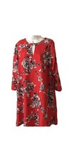Red floral mini Shift Sheath keyhole Front dress size large