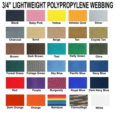 WEBBING PLUS 3/4 Inch Polypropylene Webbing Light Weight 3/4" Strap 5 Yards