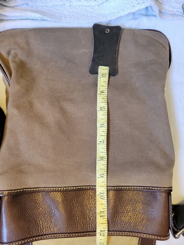 Cole Haan Leather Canvas Messenger Bag Vertical Olive Brown - Picture 10 of 12