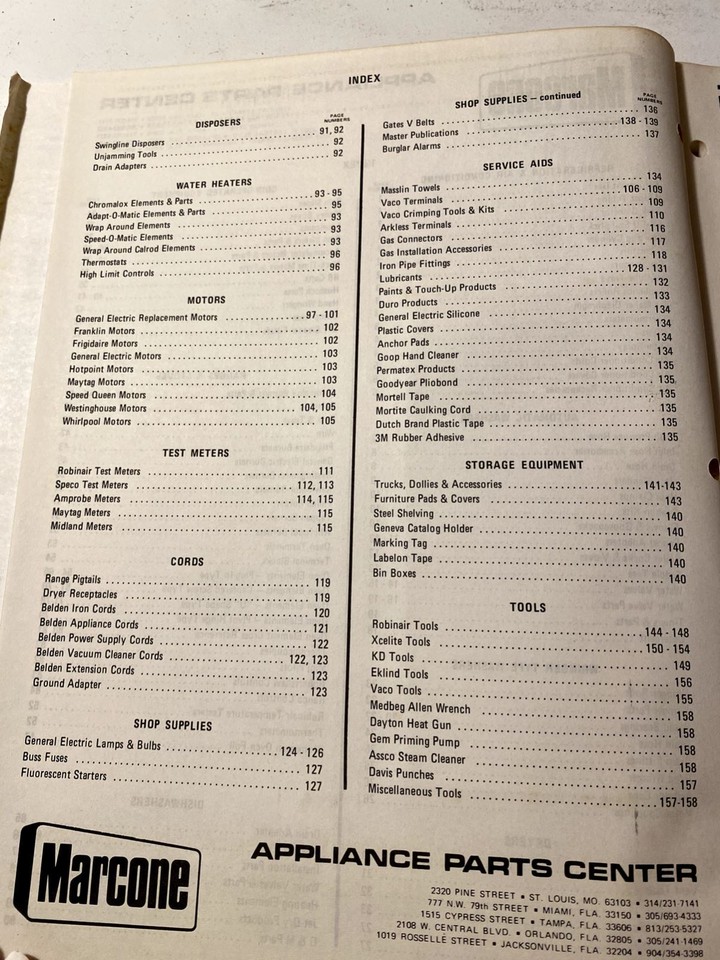 Marcone Appliance Parts Center Catalog No. 672 eBay