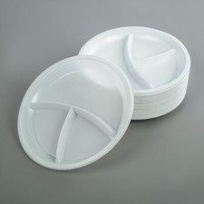 200 x 3 Section Reusable Plastic Compartment Plates White Catering Weddings 26cm