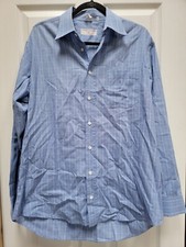 Luciano Barbera Men's Blue Striped LS Made Italy Button Up Shirt - Large