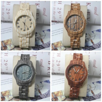 Women Fashion Quartz Wood Imitation Wristwatches Round Dial Analog Watches