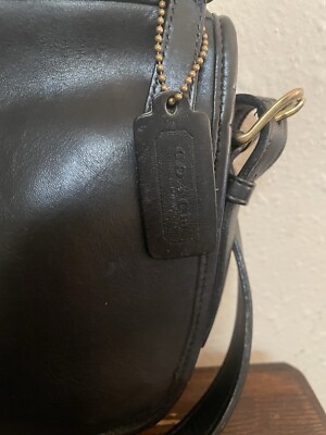 VTG COACH 347 basic Black Bag Leather Crossbody 7x10.5x2.5