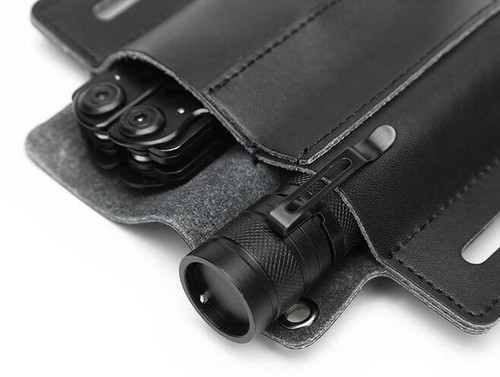 Leather Genuine Tactical EDC Belt Pouch Waist Bag Flashlight Home Pen Key Tools - Picture 8 of 10