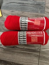 VTG Bucilla Wonder-Knit Yarn Color Red 4 Ply Knitting worsted 2 skeins 3oz
