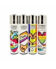 Accendini clipper large collezione completa Rainbow Pride da 4pezzi ricaricabile