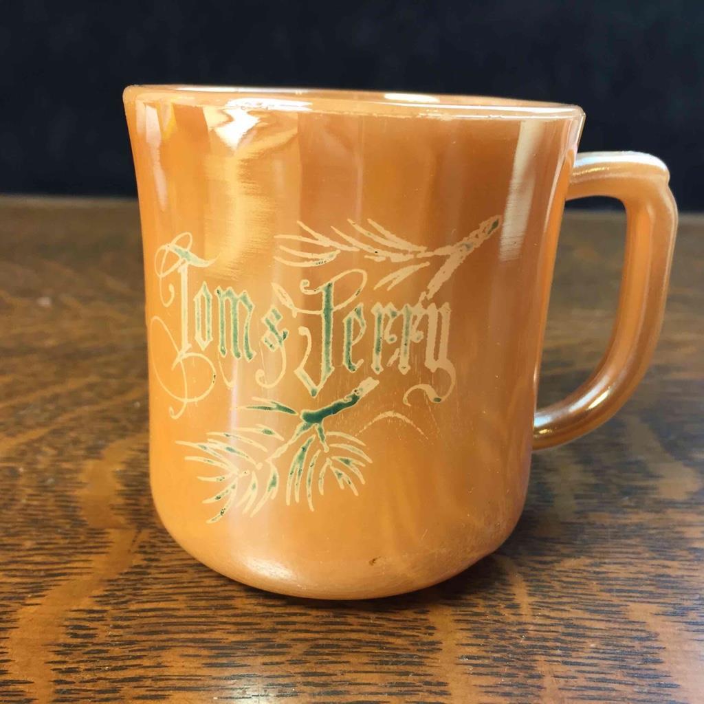 One Single Vintage Tom and Jerry Fire King Oven Ware Peach Luster 