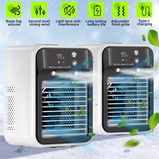 Portable Air Cooler Fan LED Mini AC Air Conditioner Personal Cooling Humidifier