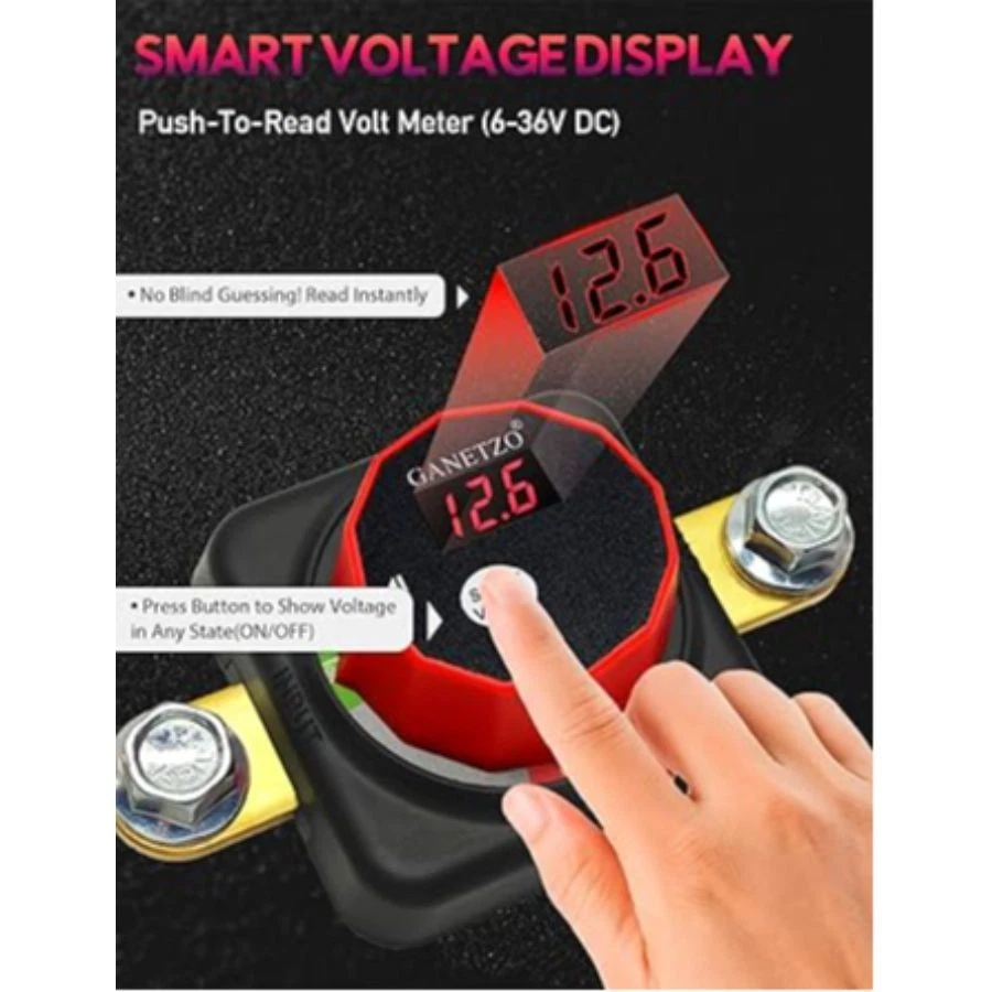 500A Smart Battery Disconnect Switch 12V with Voltmeter - Side Post-Upgraded - Image 2 of 4