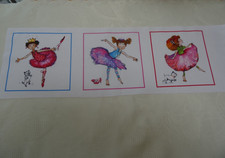 Schöner Stoff 3x Panels TÄNZERIN Baumwolle ca. 15cm x 44cm Patchwork Basteln DIY