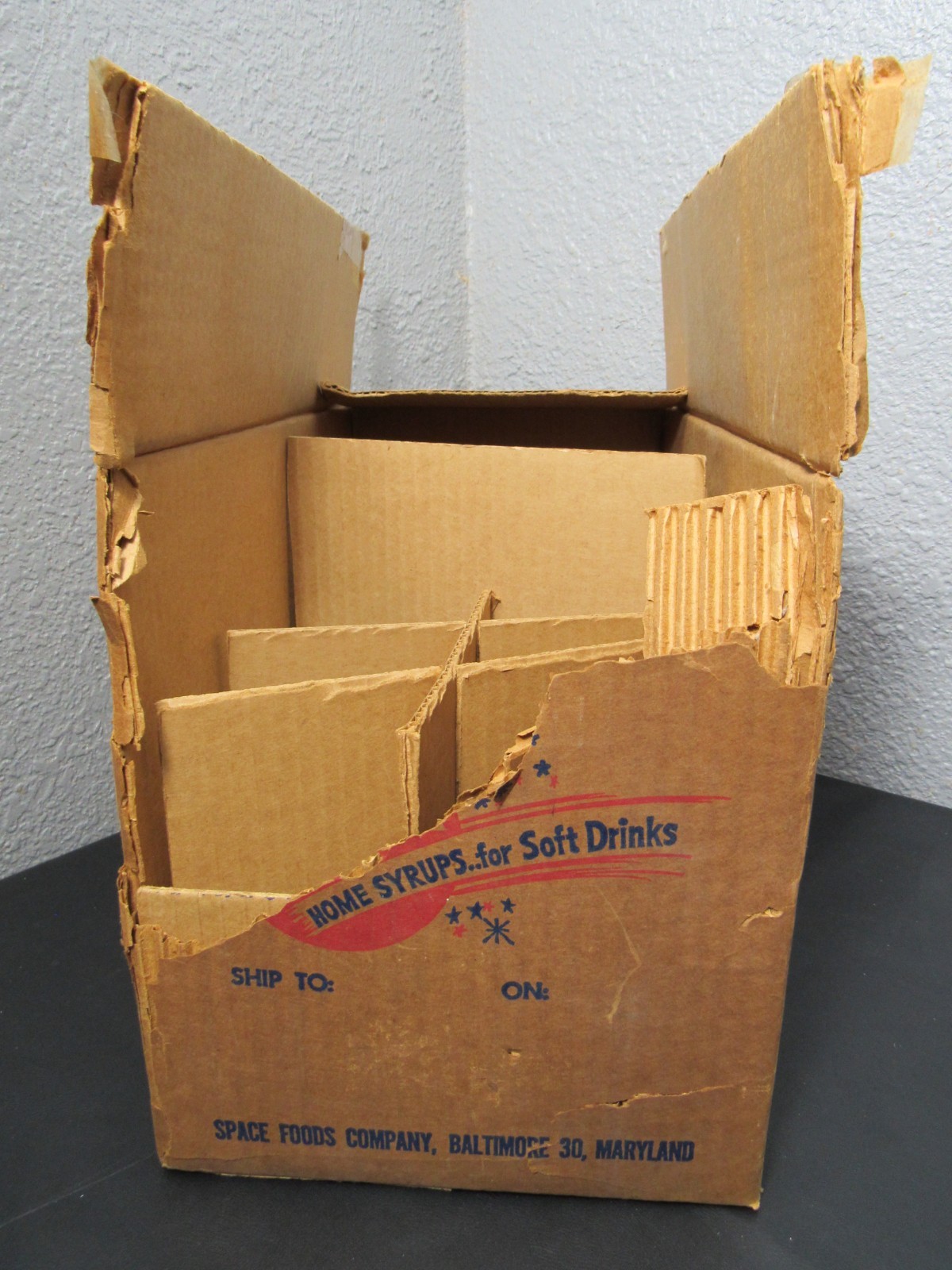 Vintage Galaxy Home Syrups Cardboard Case Box EMPTY DAMAGED EMPTY DAMAGED