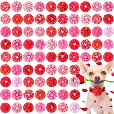 80 Valentines Day Dog Collar Charms Heart Print Bows Flowers Adjustable