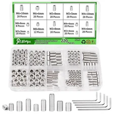 225 PCS Set Screw Assortment Kit Metric 12 Size 304 Stainless Steel Grub Scre...
