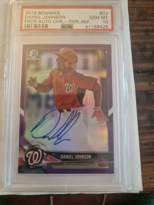 Psa 10 Daniel Johnson 2018 Bowman Auto Card Auto Chrome Prple Refractor - Image 1 of 2