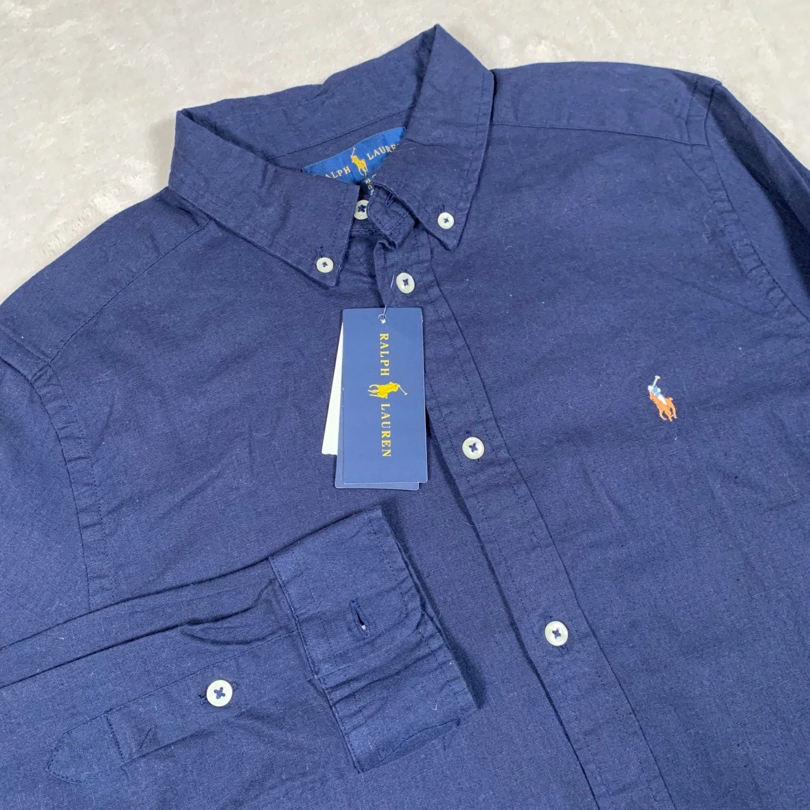 Ralph Lauren Button Down Shirt Boys XL Navy Blue Linen Cotton Long Sleeve
Opens in a new window or t