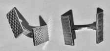 Boutons Manchette art déco moderniste ancien en argent massif  - Cufflinks