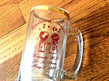 Taza de boda vintage Kennedy graduación 1998 taza vidrio grueso cortejo pareja estrella luna