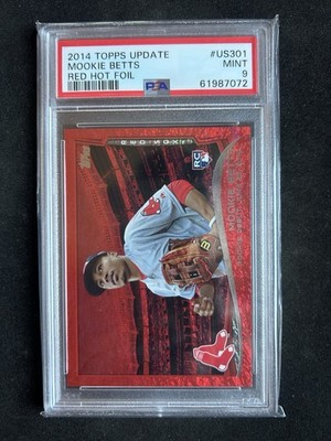Mookie Betts 2014 Topps Update Red Hot Foil Rookie Debut PSA 9 Red Sox RC