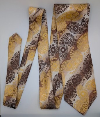 Avanti Uomo Men's Tie Bold Retro 70s Style Yellow Brown Paisley 3.5x57''