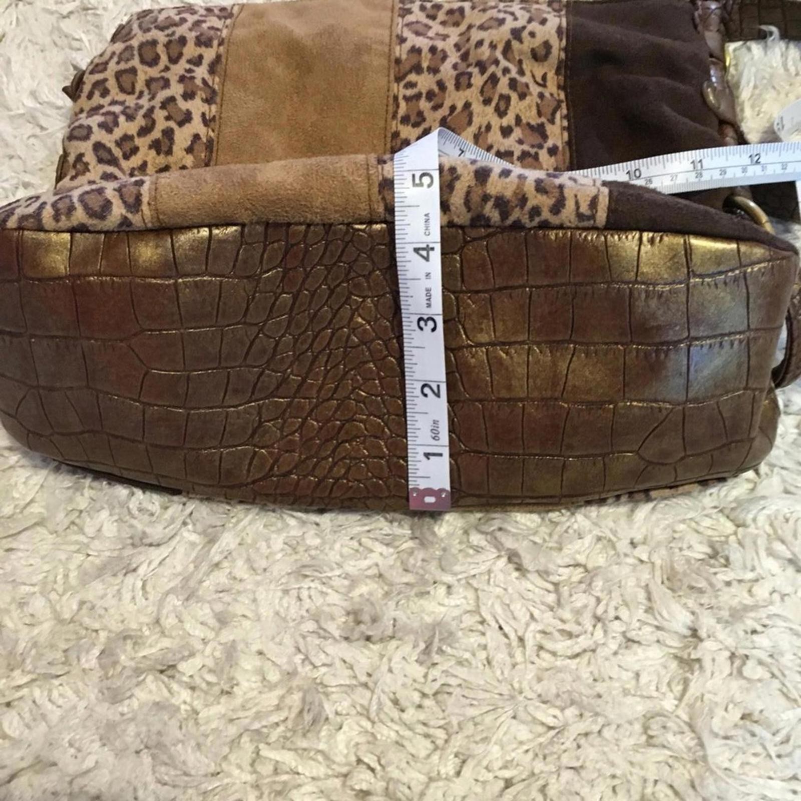 Bueno Suede Patchwork Leopard print & brown Hobo … - image 8