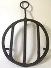 18th c. WROUGHT IRON HEARTH COOKING TRIVET w TWISTED HANDLE, NEW ENGLAND — photo 1