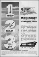 1957 Curtiss Wright Wood-Ridge NJ Rocket Ramjet HTV Powerplant Missiles Print Ad