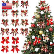 16PCS Mini Christmas Bows with Bells, 3.1"× 3.1" Gift Bows, 16 Styles, Ready-To-