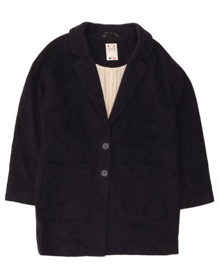 CREW CLOTHING Womens Overcoat UK 10 Small Navy Blue Wool AC16