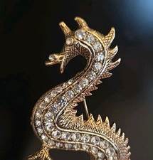 Year Of The Dragon Vintage Gold Tone Rhinesto...