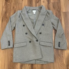 H M double-breasted grey-brown twill Women s blazer S Excellent Condition