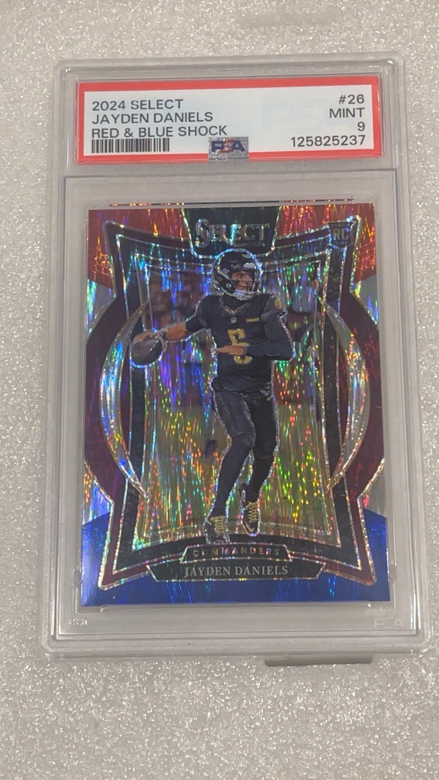 2024 Panini Select  Concourse Jayden Daniels Red & Blue Shock Rookie Psa 9