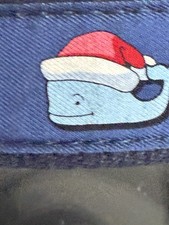 Vineyard Vines Blue Santa Hat Whale Belt Size 28 Made in USA Preppy